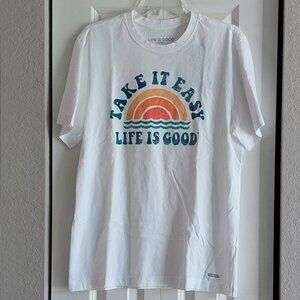 Life Is Good "Take It Easy" White Crusher Tee Men's Med & Large